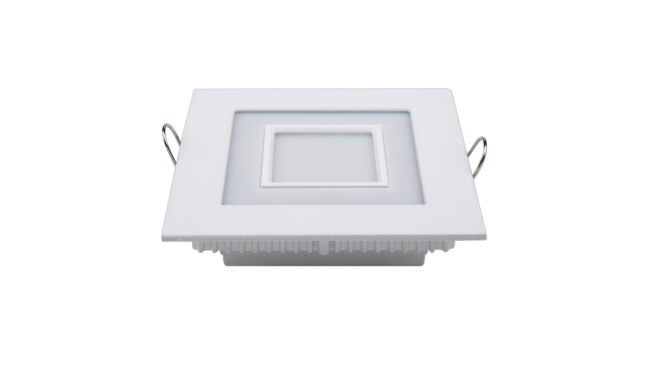 LED面板灯 7W方形双色面板灯 开孔98x98mm 白光蓝边 可分段控制光色